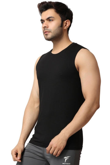 Men's Black Gym Muscle Tee side view