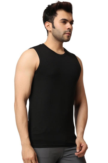 Men's Black Gym Muscle Tee left side view