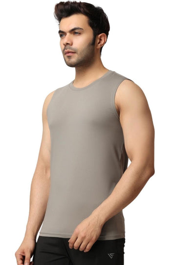 Men's Grey Gym Muscle Tee Side View