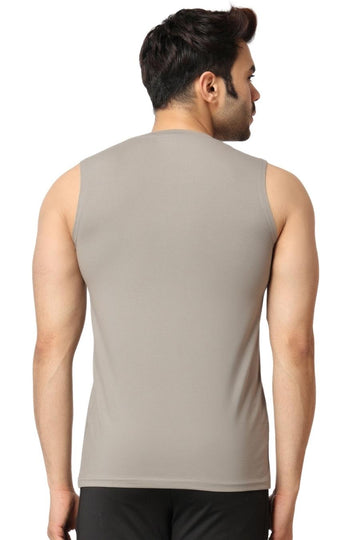 Men's Grey Gym Muscle Tee Back View