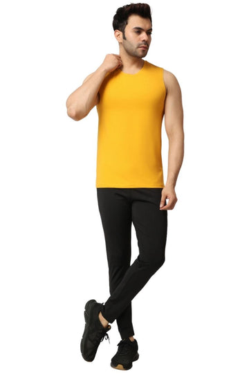 Men's Yellow Gym Muscle Tee Full View