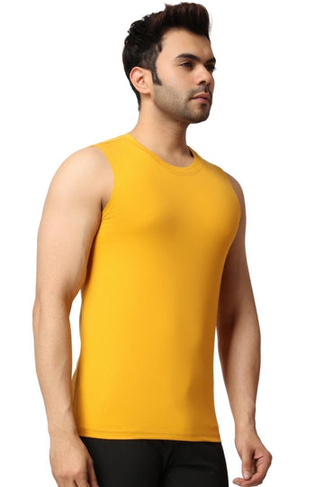 Men's Yellow Gym Muscle Tee left side view 