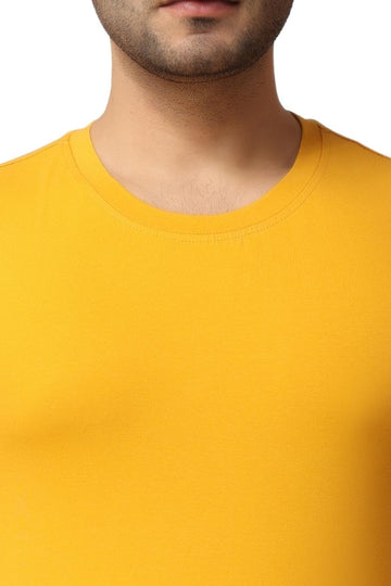 Men's Yellow Gym Muscle Tee Closeup View