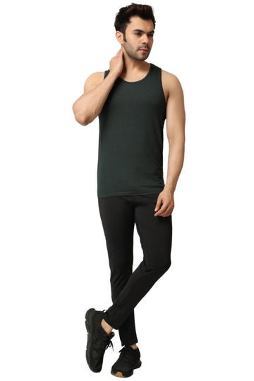 Men's Gym Bottle Green Vest Stringer And Tank Top Full View