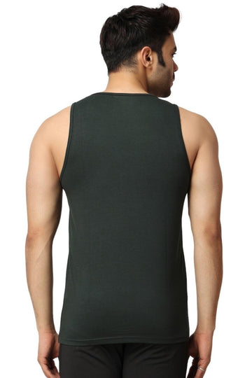 Men's Gym Bottle Green Vest Stringer And Tank Top back view