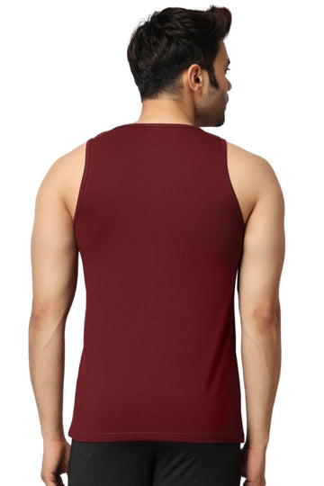 Men's Gym  Maroon Vest Stringer And Tank Top Back View