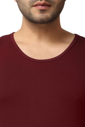 Men's Gym  Maroon Vest Stringer And Tank Top Closeup View