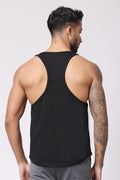 Men's Gym Black Vest Stringer And Tank Top back View