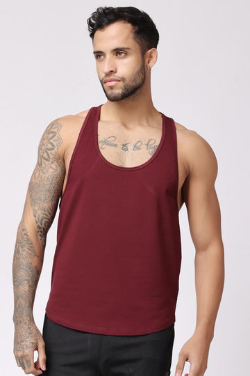 Men's Gym Maroon Vest Stringer And Tank Top 
