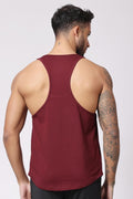 Men's Gym Maroon Vest Stringer And Tank Top back view