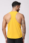 Men's Gym Yellow Vest Stringer And Tank Top back view