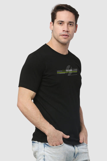 Men's Stay Focused Printed Regular Gym T-Shirts Left Side view