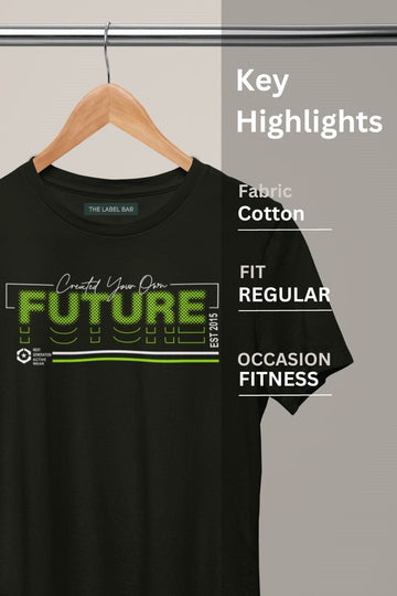 Men's Create Your Own Future Printed Regular Gym T-Shirts Closeup View