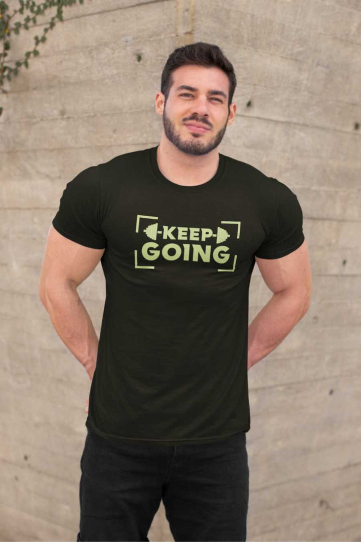 Men's Keep Going Gym Printed Regular T-Shirt