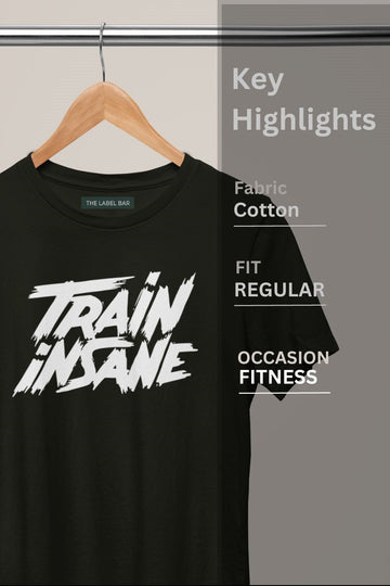 Men's Train Insane Printed Regular Gym T-Shirt Closeup View
