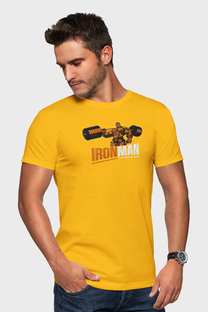 Men's Iron Man Printed Regular Gym T-Shirt side view
