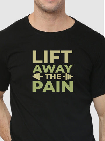 Men's Lift Away The Pain Printed Regular Gym T-Shirt Closeup View