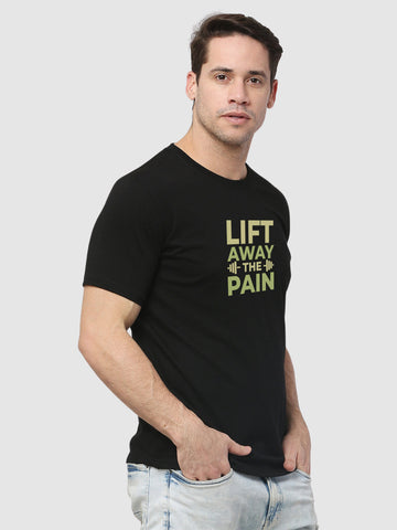 Men's Lift Away The Pain Printed Regular Gym T-Shirt Side VIew