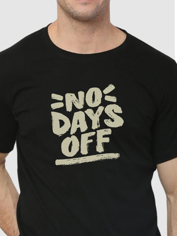 Men's Black No Days Off Regular Gym T-Shirt closeup view