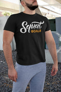 Men's Black Squat Goals Regular Gym T-Shirt