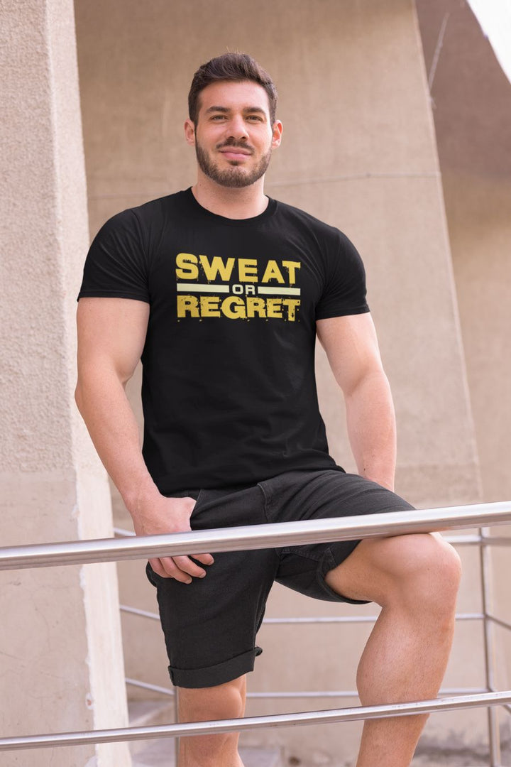 Men's Black Sweat Or Regret Regular Gym T-Shirt
