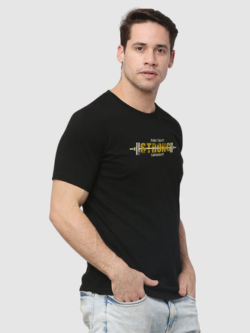 Men's Black Sure Today Strong Tomorrow Regular Gym T-shirt Side View