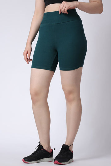 Women's Green Gym High Waist Shorts Side View